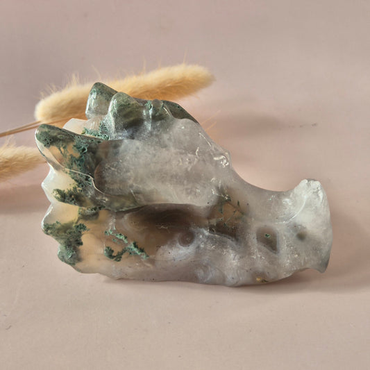 XL UV Reactive Agate Dragon Skull (13 x 6 x 7.5 cm | 537 g) – #2 Mystical Protection &amp; Transformation