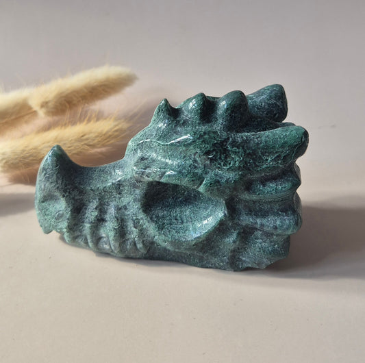 XL UV Reactive Agate Dragon Skull (13 x 6 x 7.5 cm | 537 g) – #2 Mystical Protection &amp; Transformation