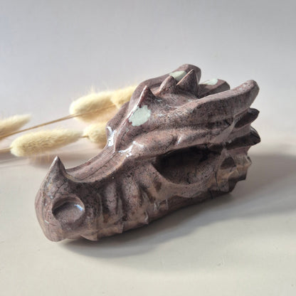 XL UV-reaktiver Achat-Drachenschädel (13 x 7,5 x 6 cm | 632 g) – #3 Mystischer Schutz &amp; Transformation