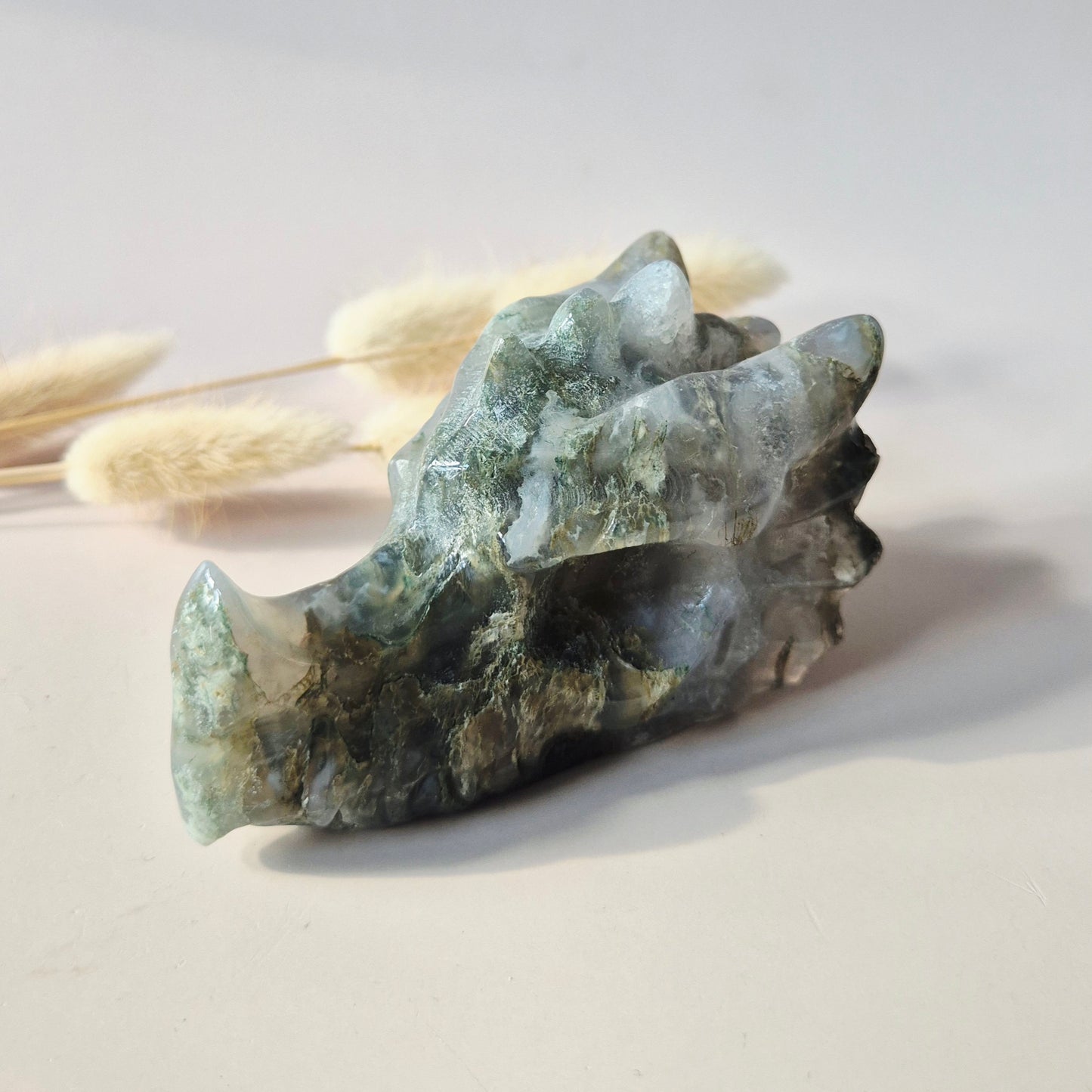 XL UV-reaktiver Achat-Drachenschädel (13 x 7,5 x 6 cm | 632 g) – #3 Mystischer Schutz &amp; Transformation