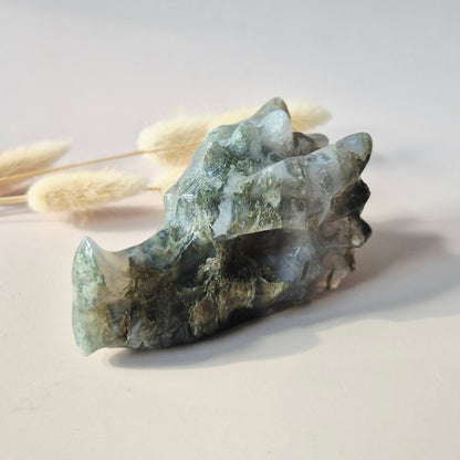 XL UV-reaktiver Achat-Drachenschädel (13 x 7,5 x 6 cm | 632 g) – #3 Mystischer Schutz &amp; Transformation