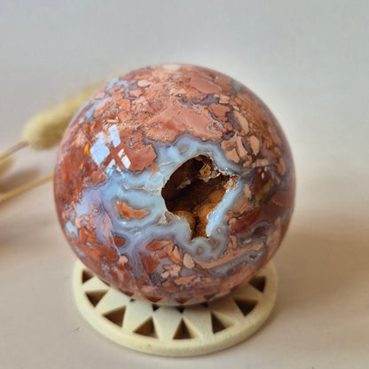 Kristall-Edelstein Druzy Petal Achat Kugel 55mm – Einzigartiges Kunstwerk von Mutter Erde