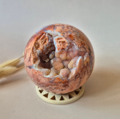 Kristall-Edelstein Druzy Petal Achat Kugel 55mm – Einzigartiges Kunstwerk von Mutter Erde