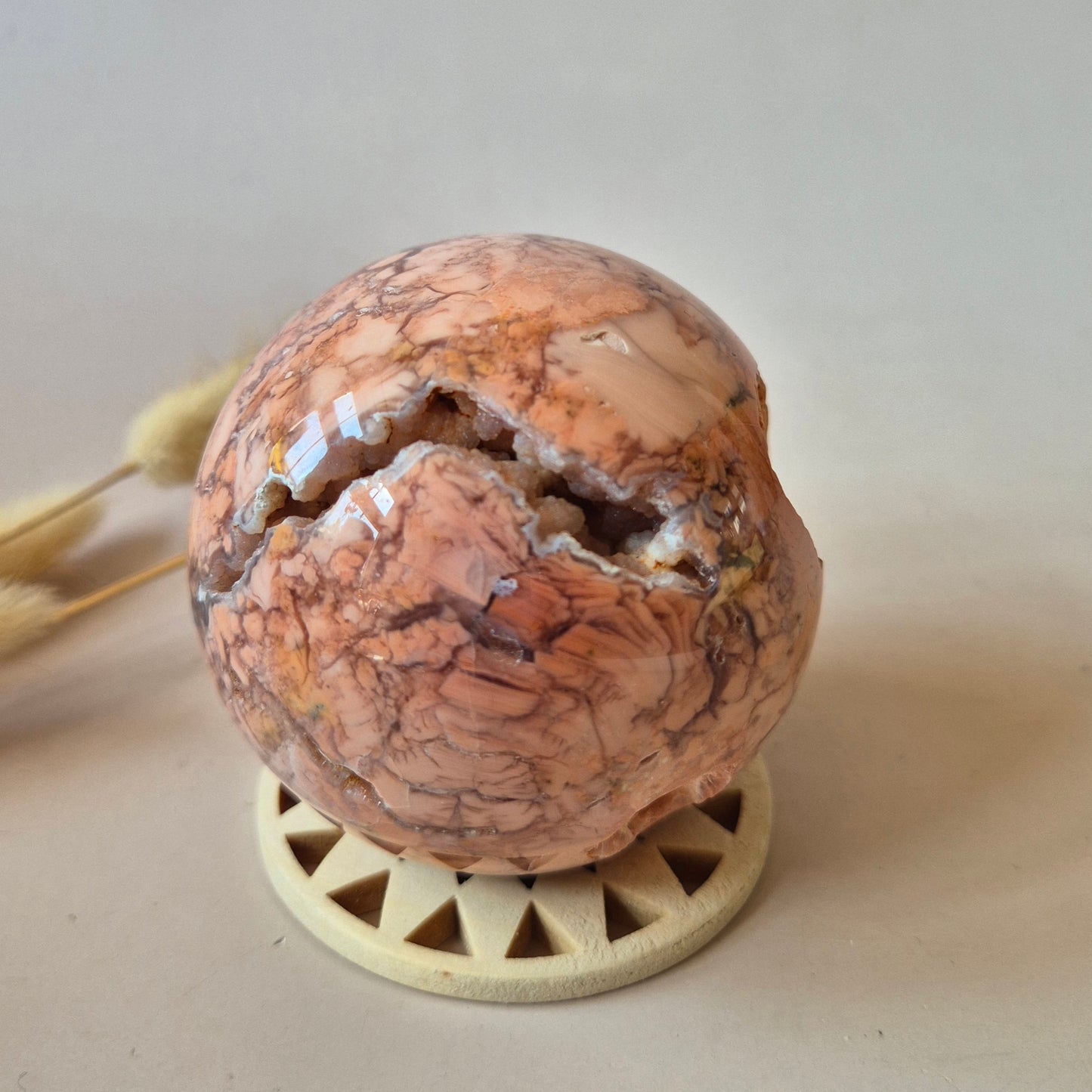 Kristall-Edelstein Druzy Petal Achat Kugel 55mm – Einzigartiges Kunstwerk von Mutter Erde