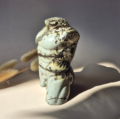 Picture Jasper Man Buste – Handgesneden Edelsteen Sculptuur 437g