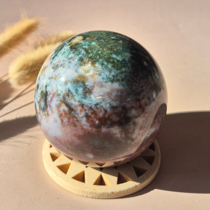 Crystal Gemstone Ball Moss Agate Druzy sphere 85mm - #1 834g