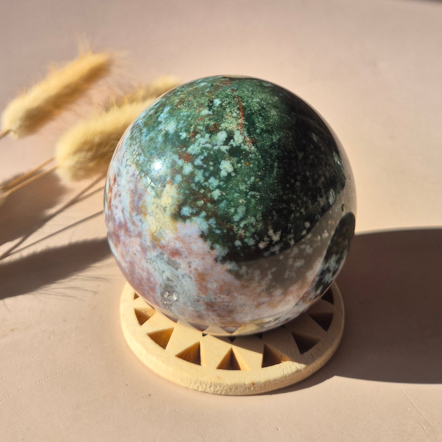 Crystal Gemstone Ball Moss Agate Druzy sphere 85mm - #1 834g