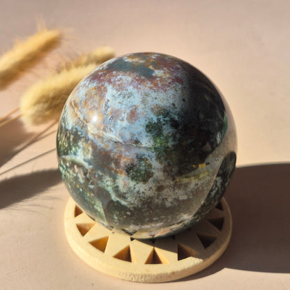 Crystal Gemstone Ball Moss Agate Druzy sphere 85mm - #1 834g