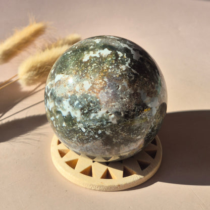 Crystal Gemstone Ball Moss Agate Druzy sphere 85mm - #1 834g