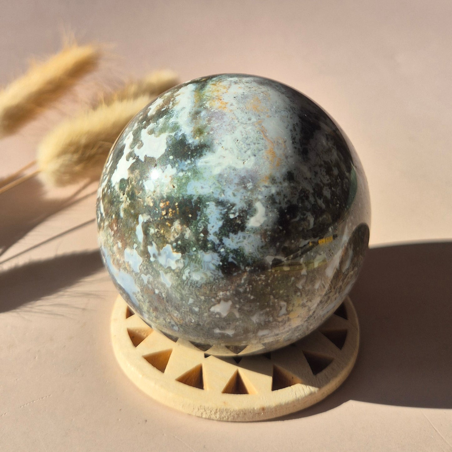 Crystal Gemstone Ball Moss Agate Druzy sphere 85mm - #1 834g