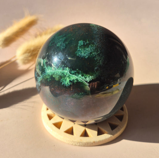 Crystal Gemstone Ball Moss Agate Druzy sphere 85mm - #1 834g