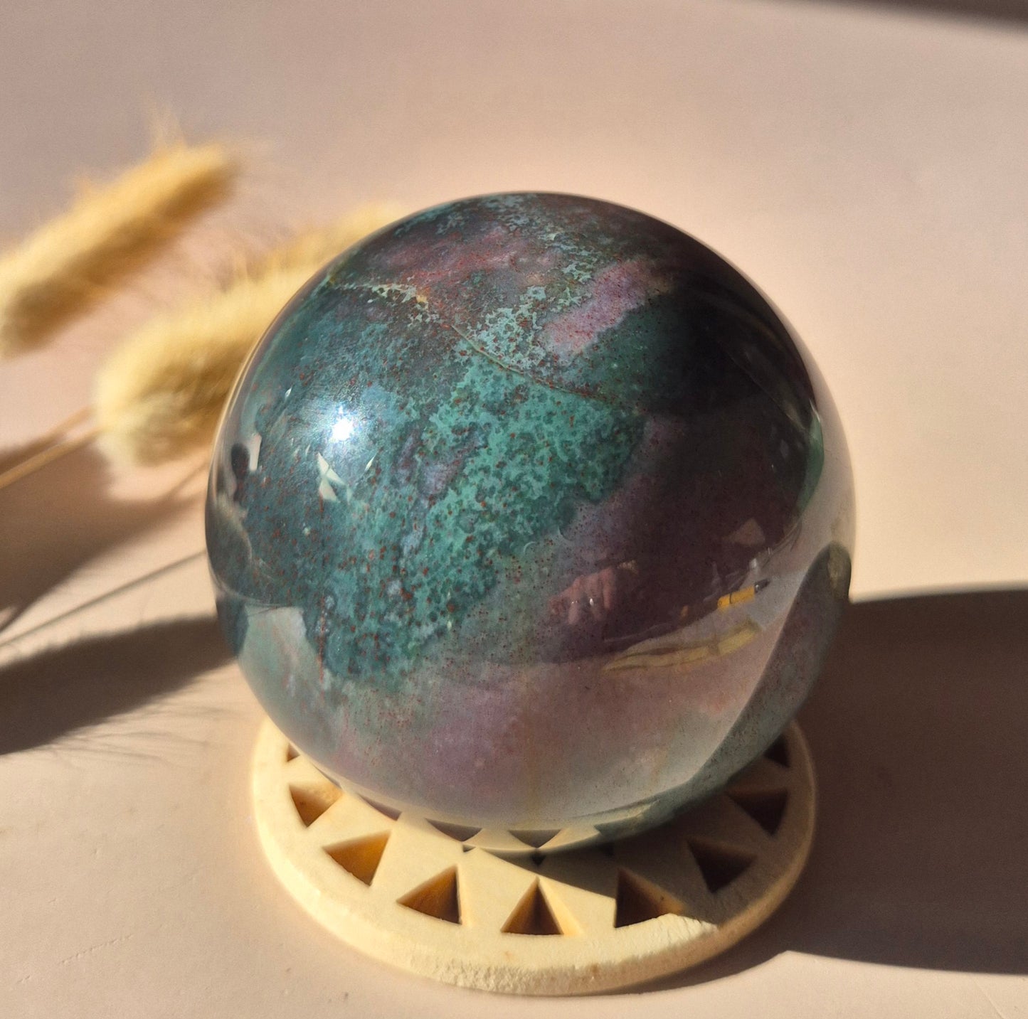 Crystal Gemstone Ball Moss Agate Druzy sphere 85mm - #1 834g
