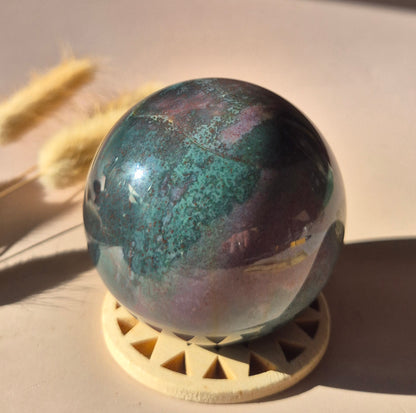 Crystal Gemstone Ball Moss Agate Druzy sphere 85mm - #1 834g