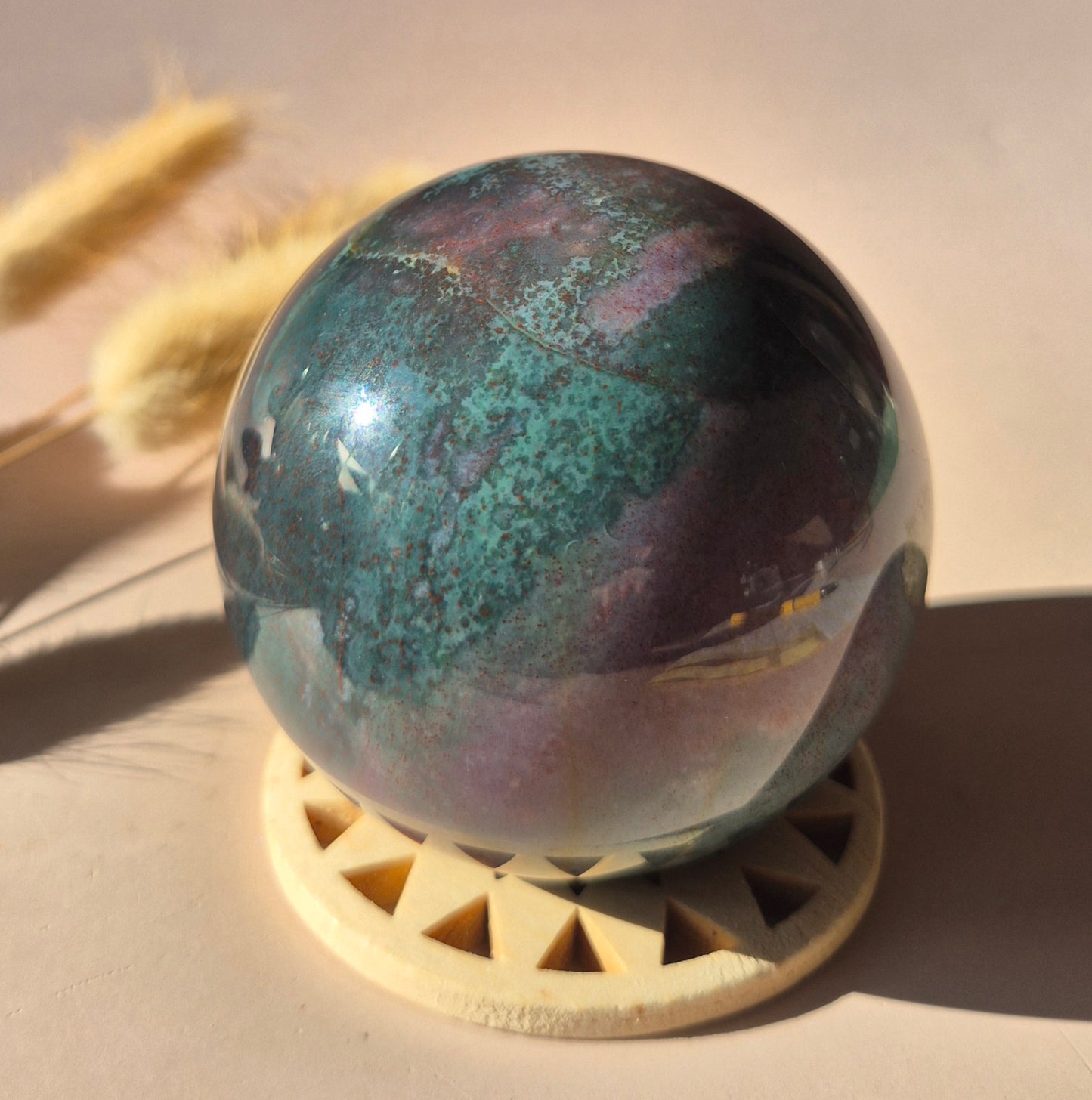 Crystal Gemstone Ball Moss Agate Druzy sphere 85mm - #1 834g