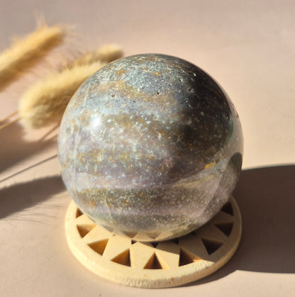Crystal Gemstone Ball Moss Agate Druzy sphere 85mm - #1 834g
