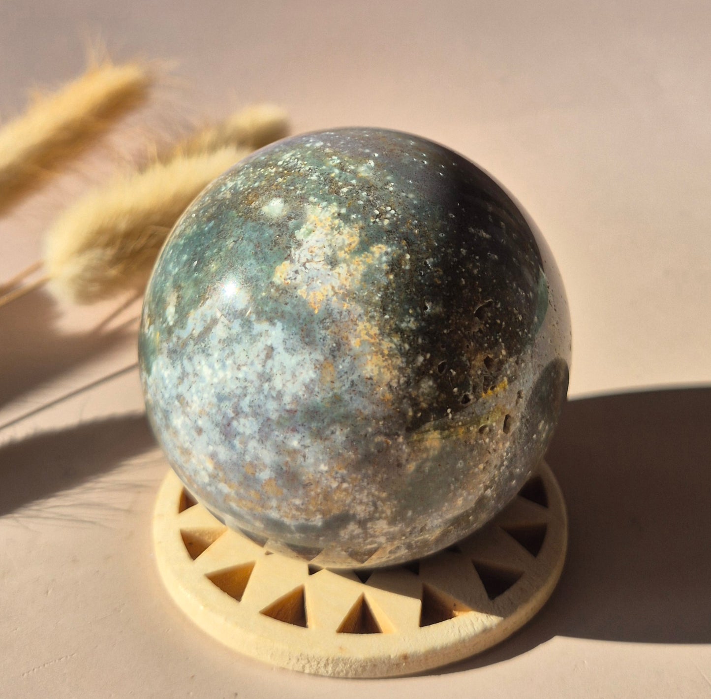 Crystal Gemstone Ball Moss Agate Druzy sphere 85mm - #1 834g