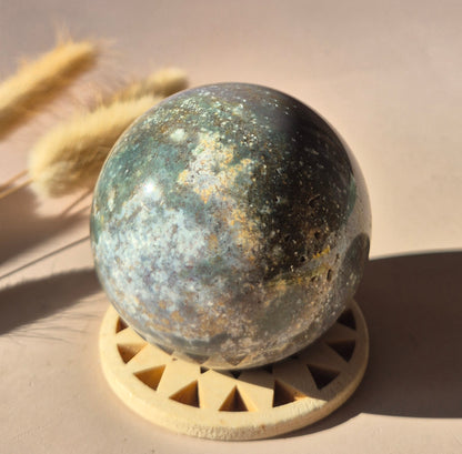 Crystal Gemstone Ball Moss Agate Druzy sphere 85mm - #1 834g