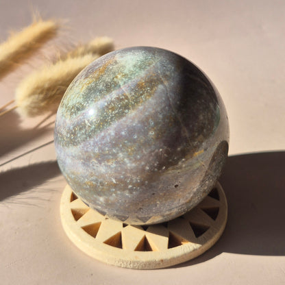Crystal Gemstone Ball Moss Agate Druzy sphere 85mm - #1 834g