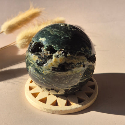Kristall Edelstein Kugel Moosachat Druzy Kugel 82mm 700g