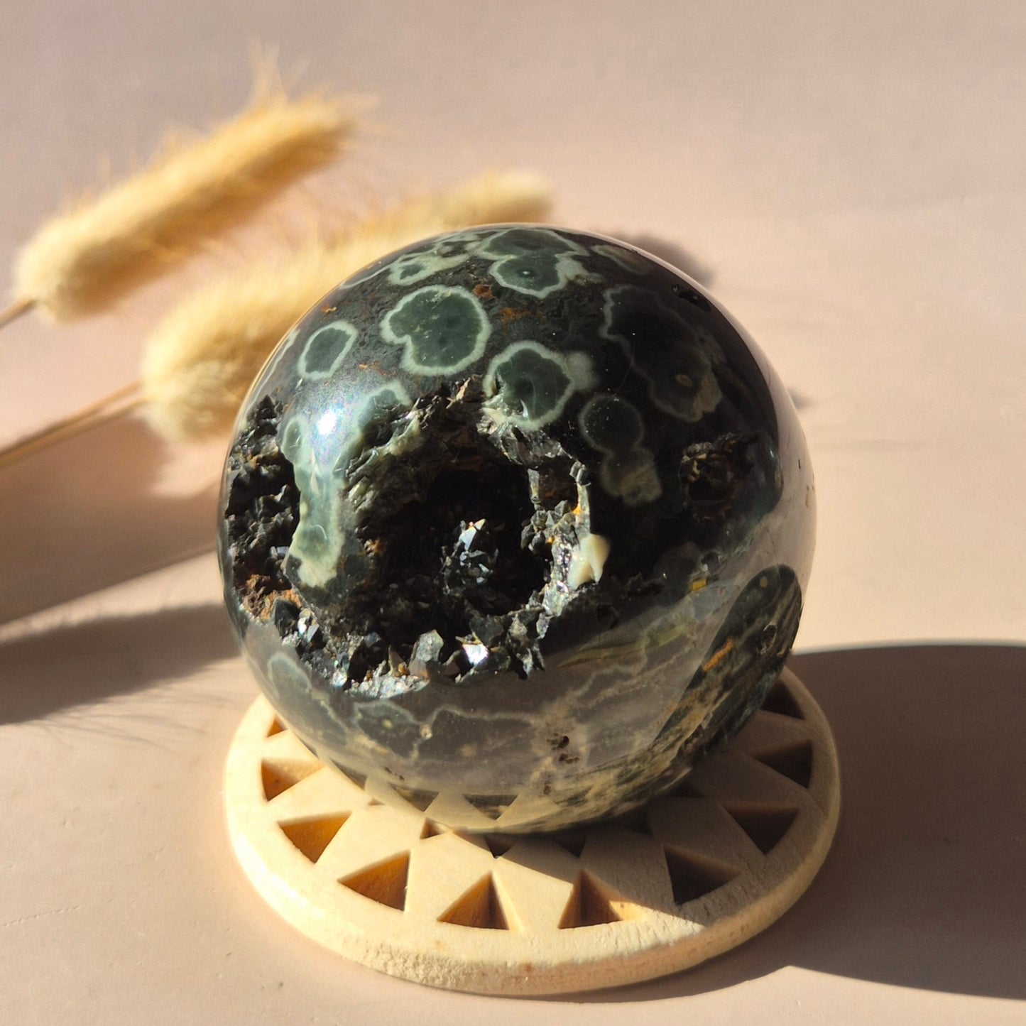 Kristall Edelstein Kugel Moosachat Druzy Kugel 82mm 700g