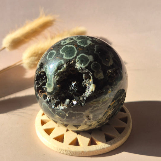 Crystal Gemstone Ball Moss Agate Druzy sphere 85mm - #1 834g