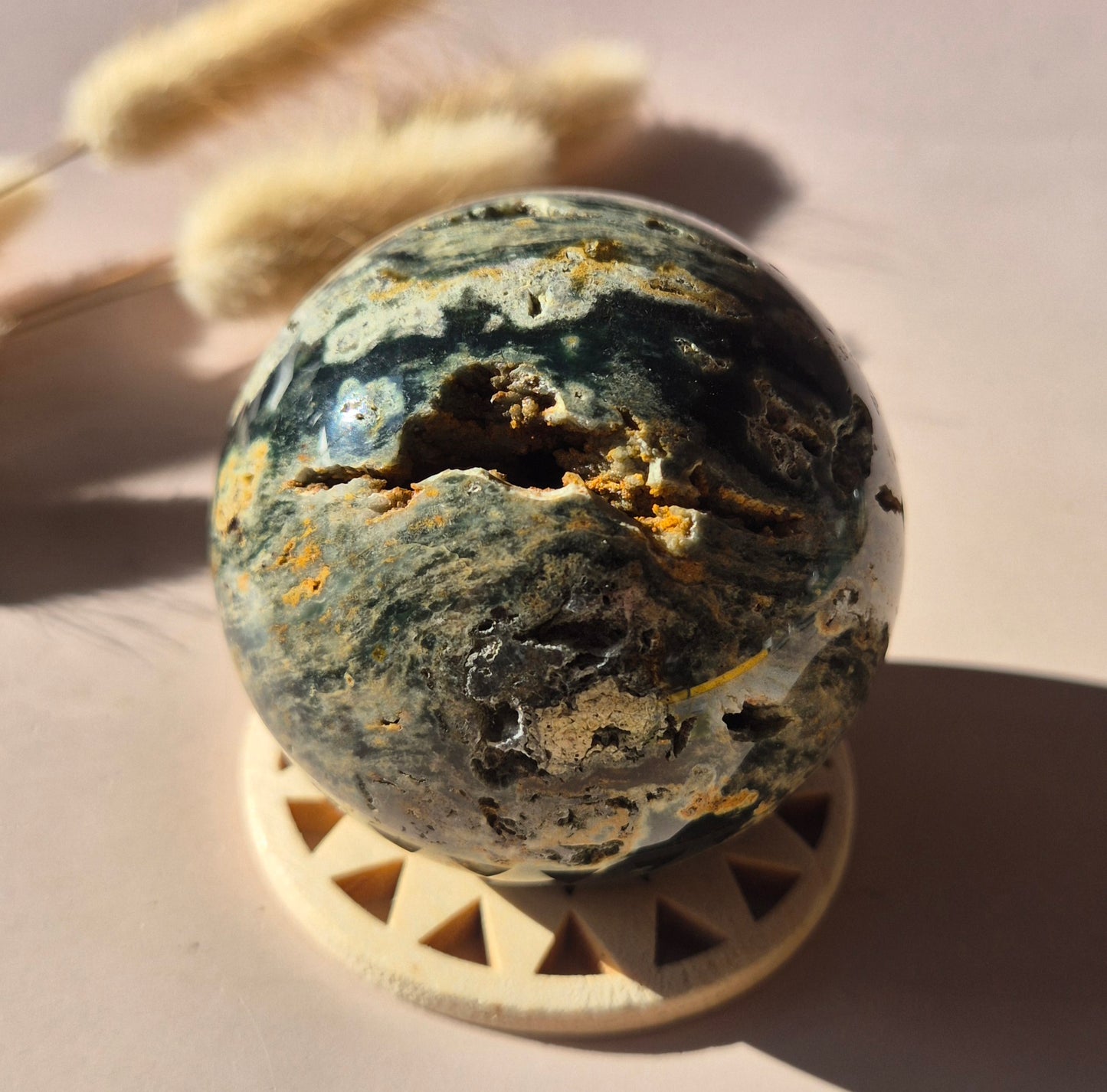 Kristall Edelstein Kugel Moosachat Druzy Kugel 82mm 700g