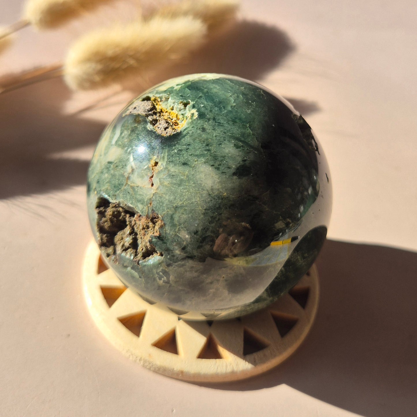 Kristall Edelstein Kugel Moosachat Druzy Kugel 82mm 700g