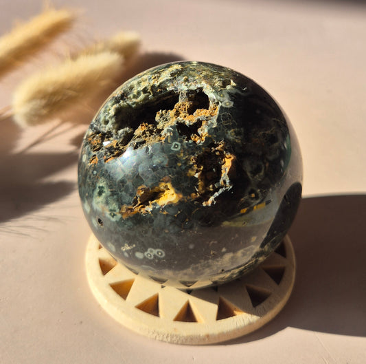 Crystal Gemstone Ball Moss Agate Druzy sphere 85mm - #1 834g