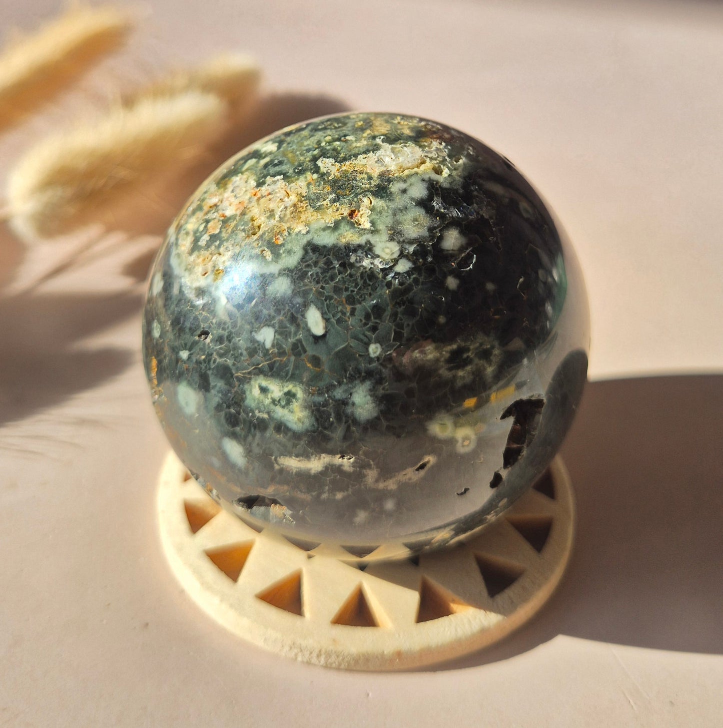 Kristall Edelstein Kugel Moosachat Druzy Kugel 82mm 700g
