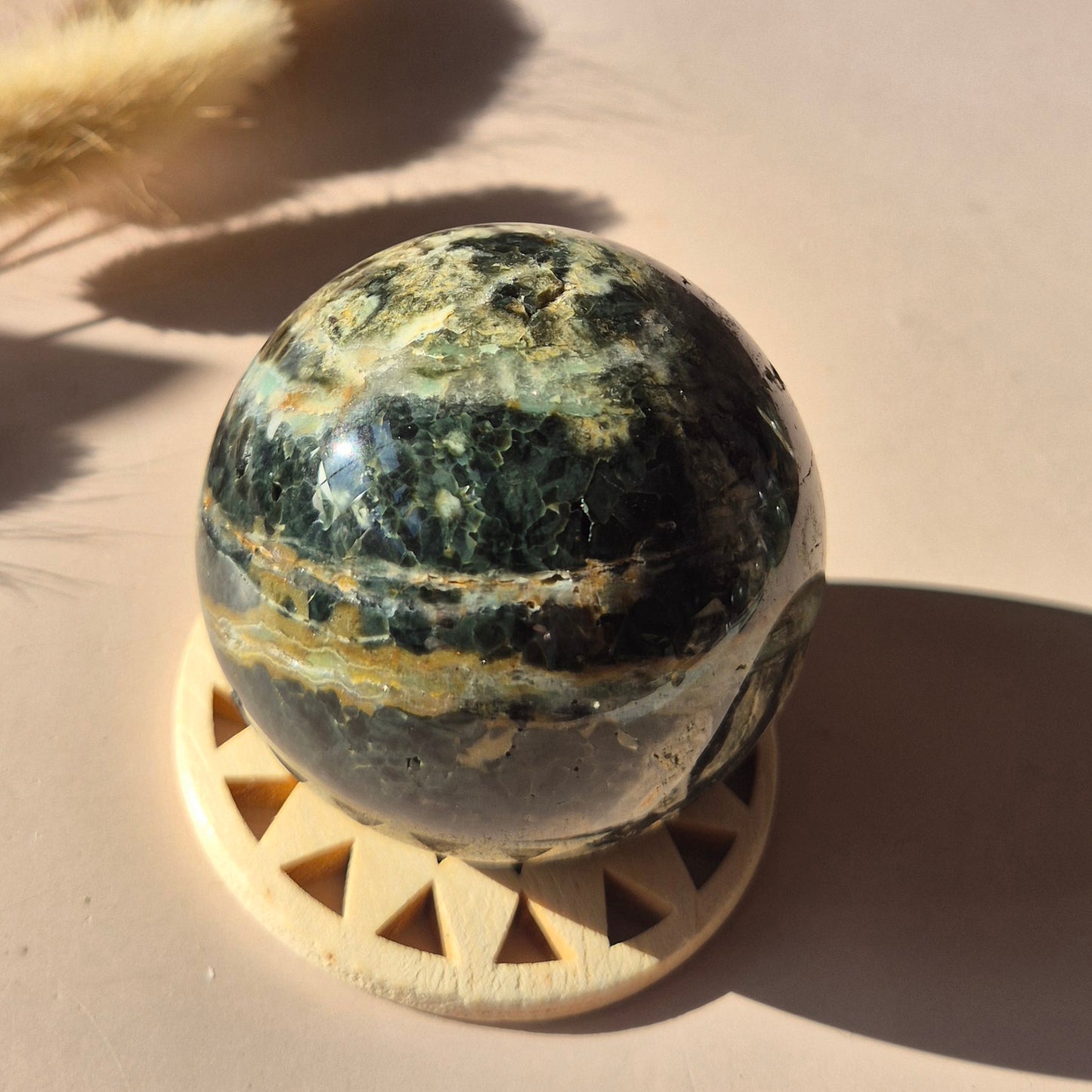 Kristall Edelstein Kugel Moosachat Druzy Kugel 82mm 700g