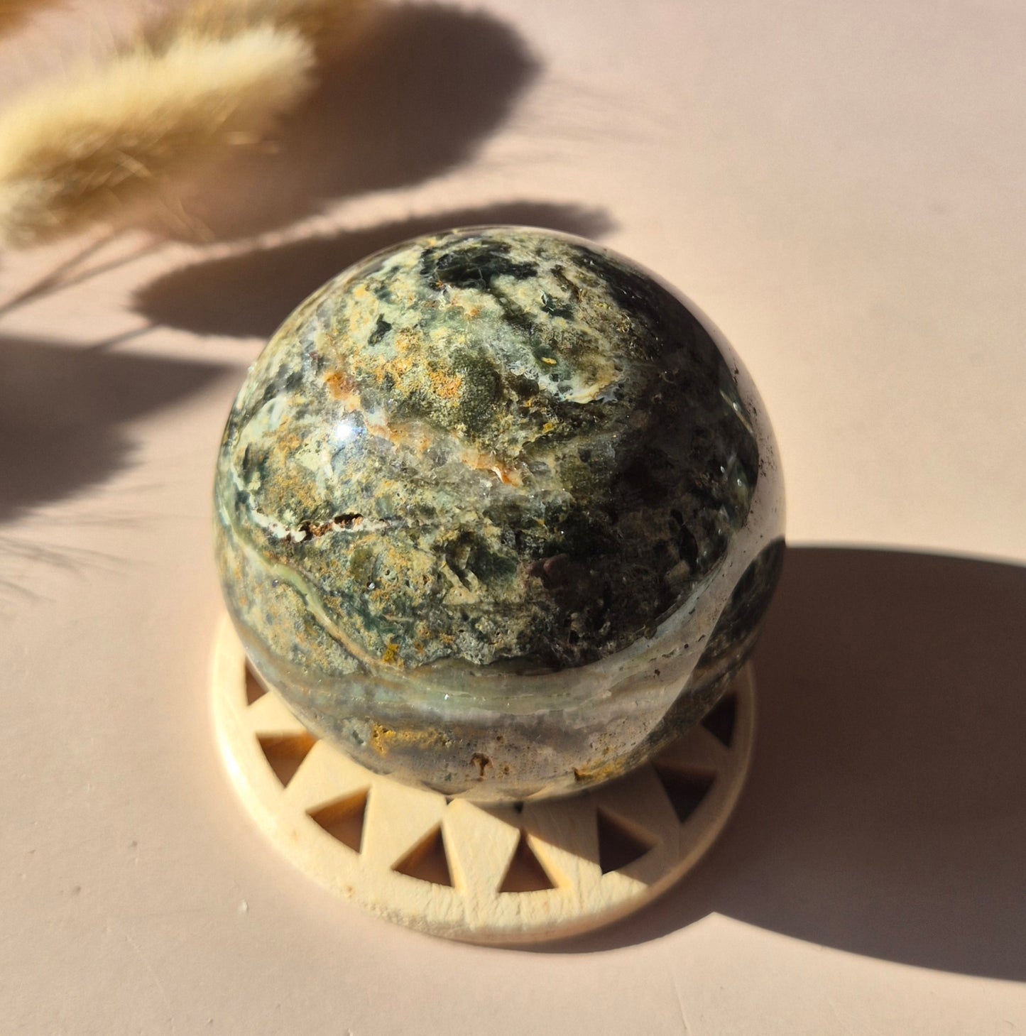 Kristall Edelstein Kugel Moosachat Druzy Kugel 82mm 700g