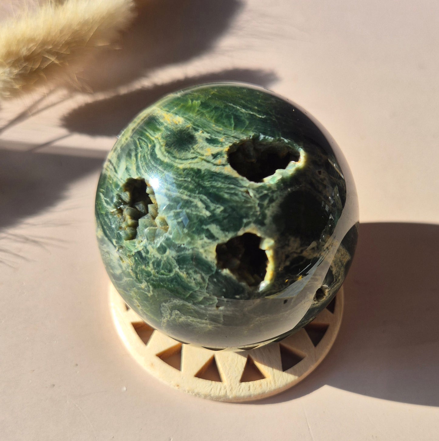 Kristall Edelstein Kugel Moosachat Druzy Kugel 82mm 700g