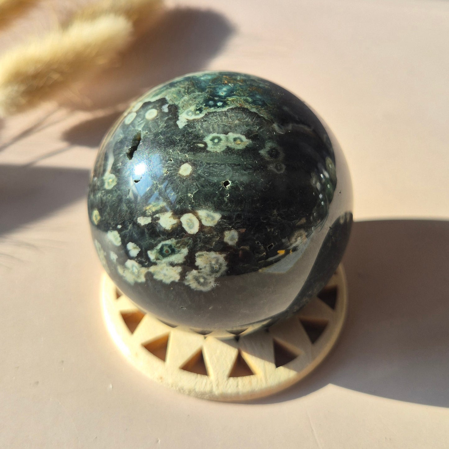 Kristall Edelstein Kugel Moosachat Druzy Kugel 82mm 700g
