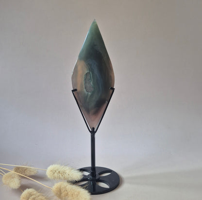 Edelstein (Druzy) Achatscheibe auf Ständer (11–14 cm) – #18 Erdung, Gleichgewicht &amp; natürliche Schönheit