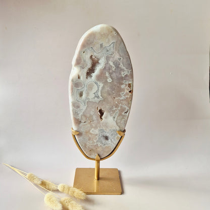 Roze Amethist Schijf op Standaard 2360g | XXL Druzy Crystal Decor & Edelsteen Display