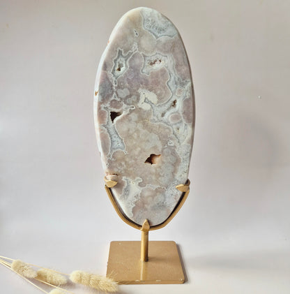 Roze Amethist Schijf op Standaard 2360g | XXL Druzy Crystal Decor & Edelsteen Display