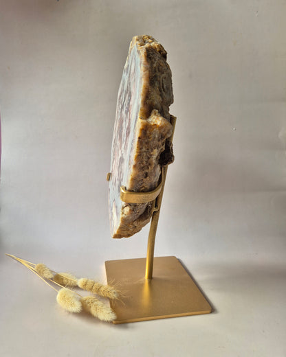 Roze Amethist Geode Schijf op Standaard 4530g | XXL Druzy Crystal Decor & Edelsteen Display