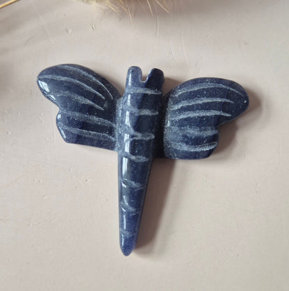 Blauwe Aventurijn Libelle 5 cm – crystal carving in diverse steensoorten Edelsteen