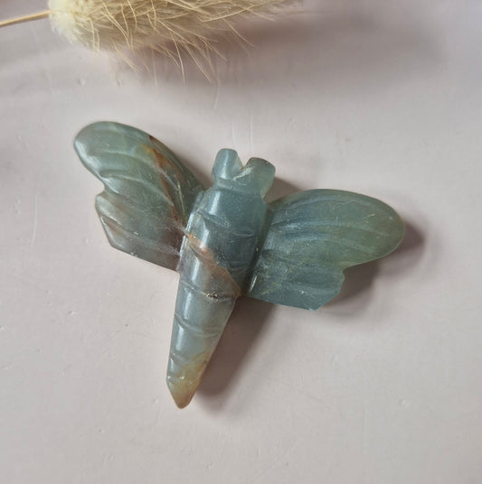 Blauwe Onyx Libelle 5 cm – crystal carving in diverse steensoorten Edelsteen