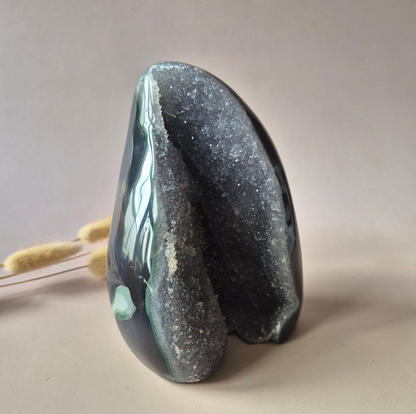 Druzy Agaat Uruguay 884g | Natuurlijke Geode met Kristallen