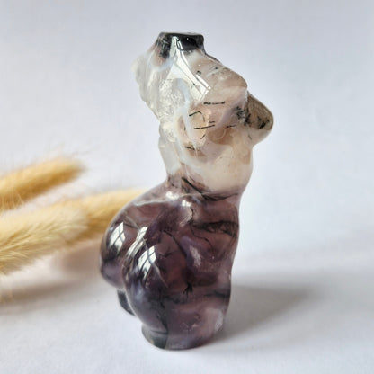 Edelsteinbüste einer Frau (8 cm) - Rosenquarz