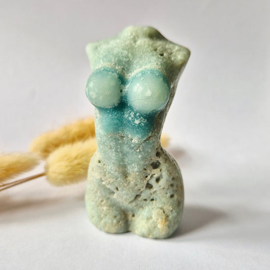 Gemstone Female Body Bust (8 cm) - Rose Quartz