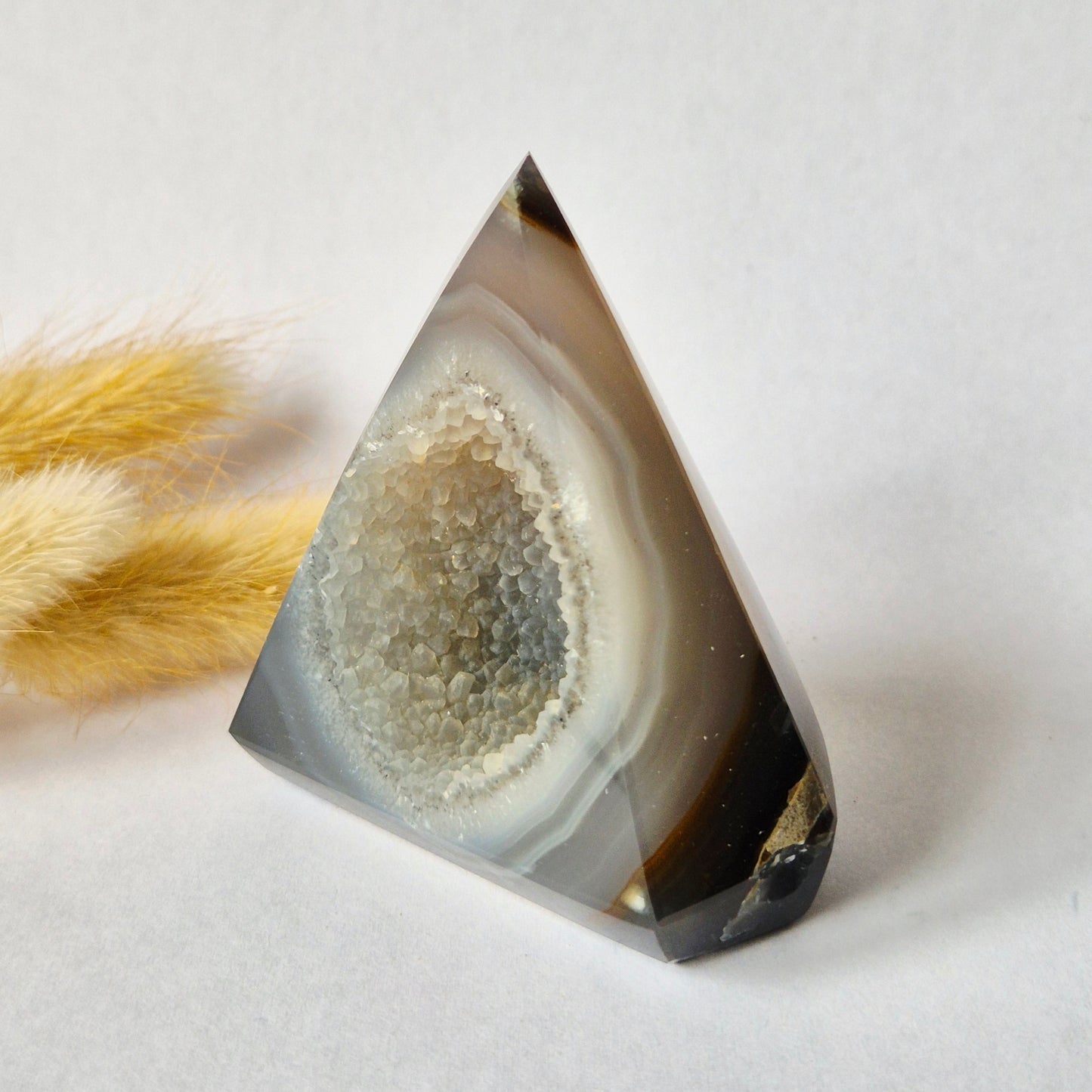 Druzy Grijze Agaat Diamant Staande Edelsteen Kristal - #45 123g