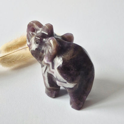 Dream Amethist Edelsteen Olifant 7x5cm – Handgesneden Kristallen Beeldje