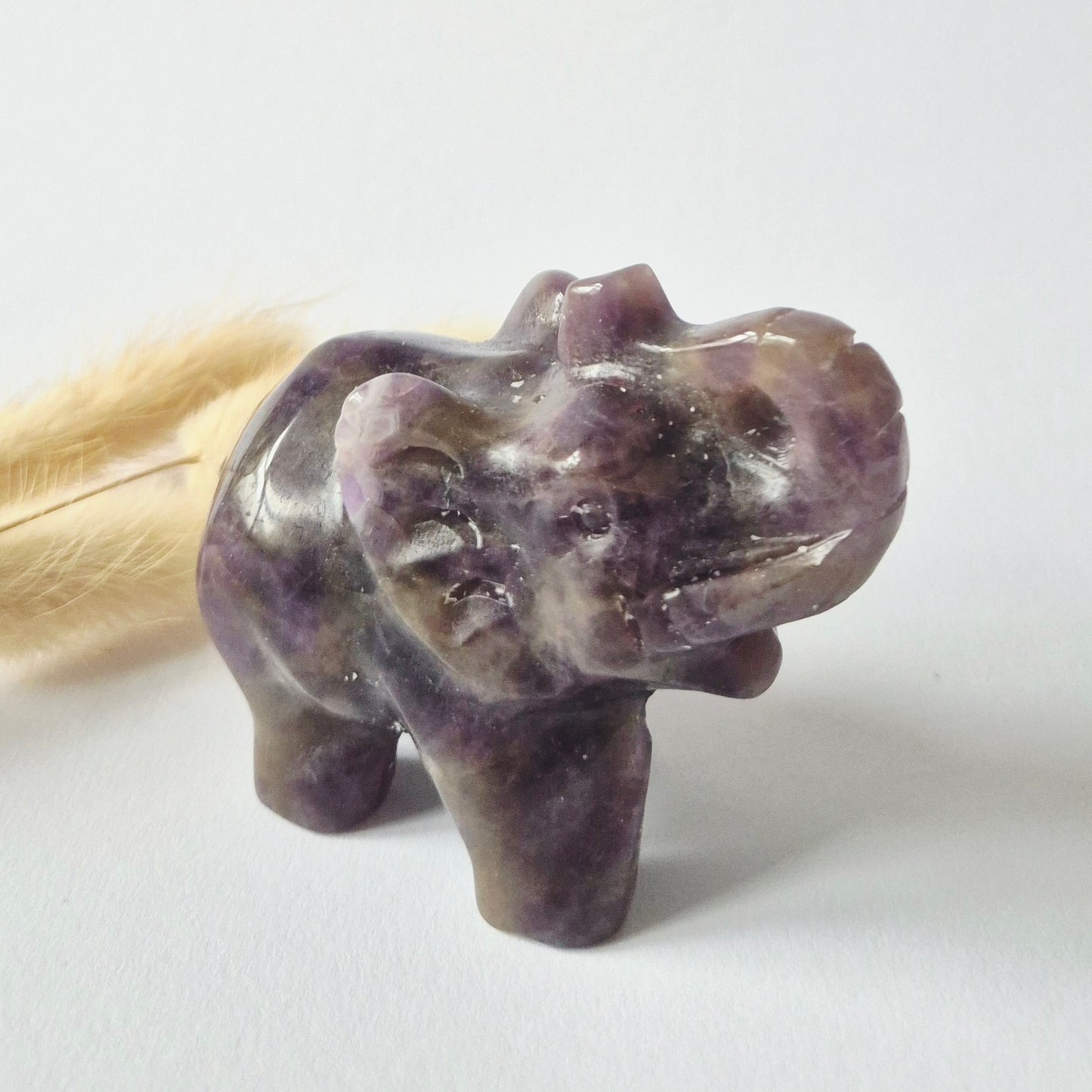 Dream Amethist Edelsteen Olifant 7x5cm – Handgesneden Kristallen Beeldje
