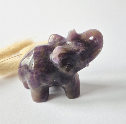 Dream Amethist Edelsteen Olifant 7x5cm – Handgesneden Kristallen Beeldje