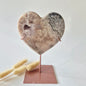 XL Edelsteen Druzy Pink Amethyst Hart – Hoge Kwaliteit ±590g | incl. metalen standaard | uniek stuk Roze Amethist