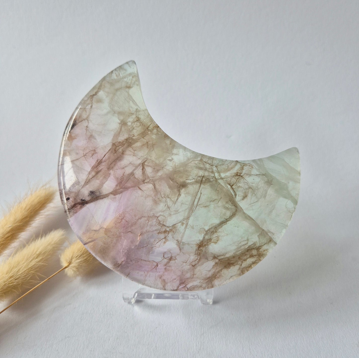 XL Large Rainbow Fluorite Heart including Metal Stand - #1. 13x13cm 636grams