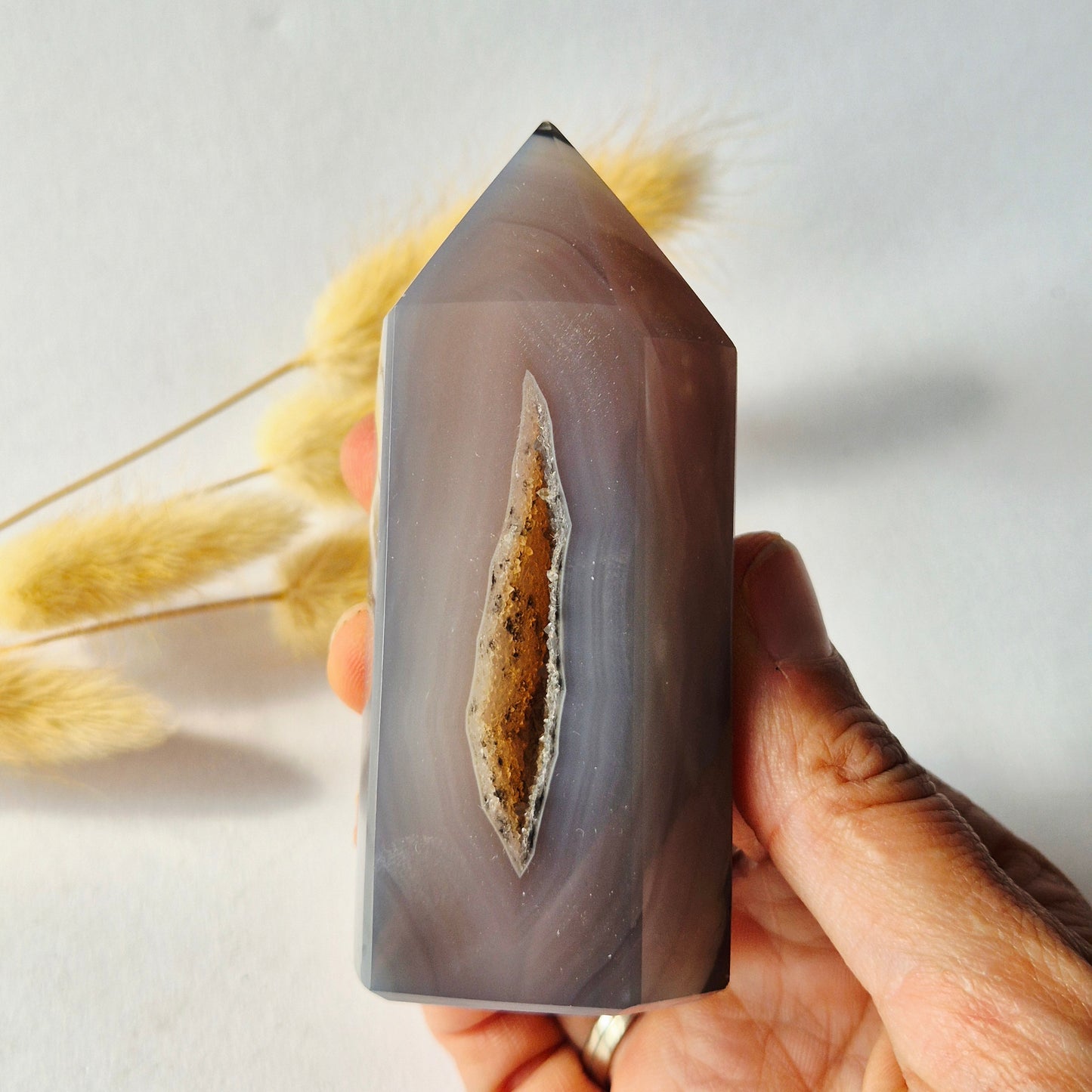 Druzy Agaat Toren uit Uruguay #106 – 151 gram | Natuurlijke Geode Edelsteen