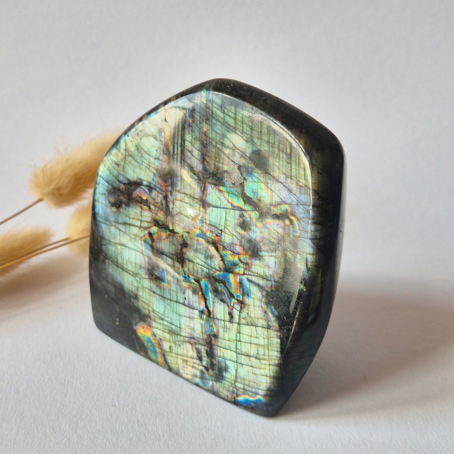 Premium Rainbow Labradorite Freeform 361g – High Flash Madagascar Labradorite – One of a Kind Crystal